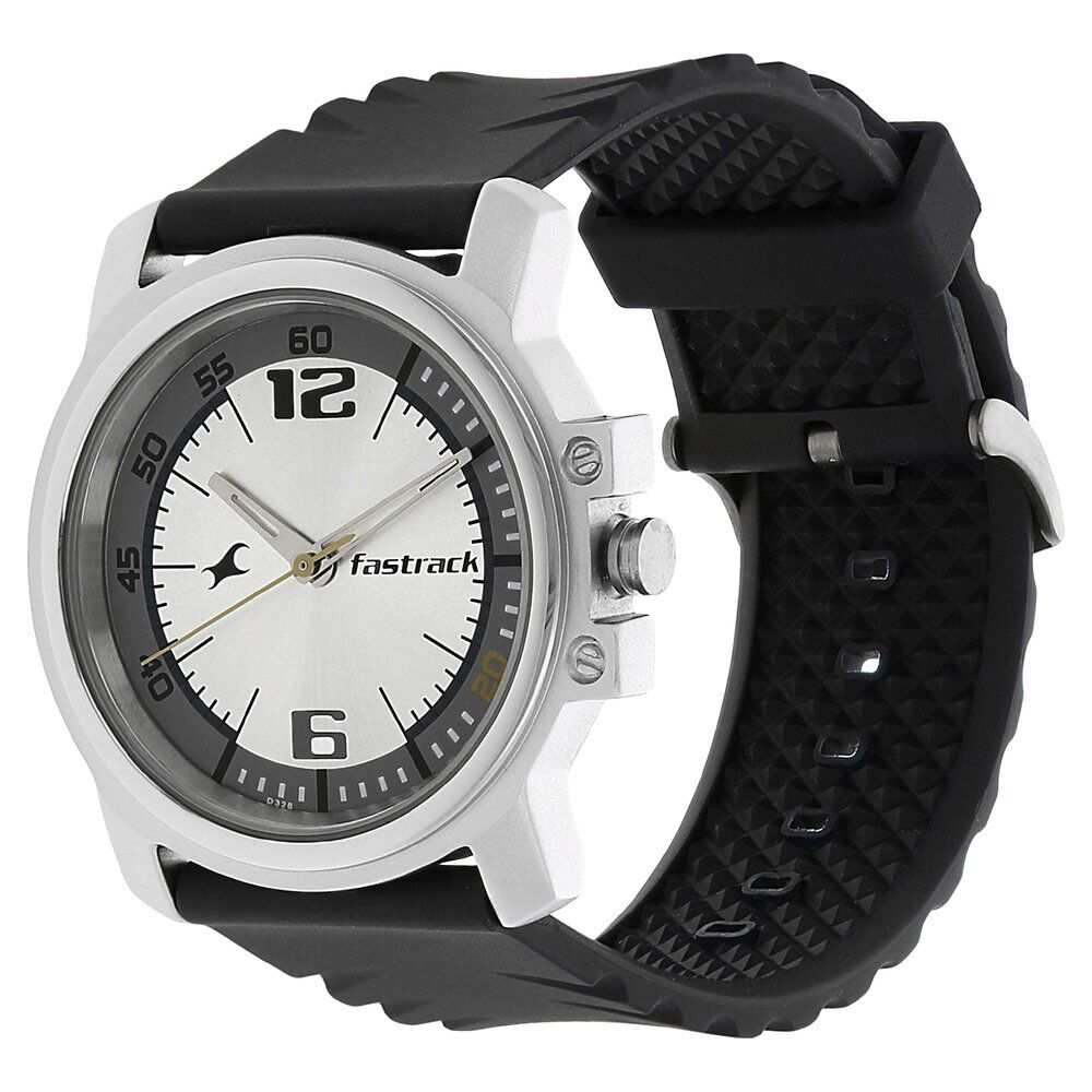 Fastrack Quartz Analog White Dial Plastic Strap Watch for Guys NS3039SP01