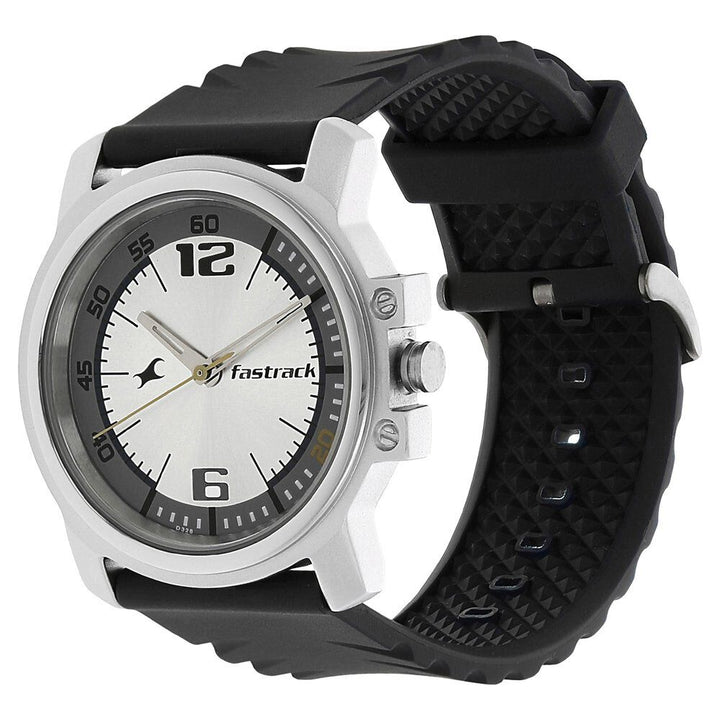Fastrack Quartz Analog White Dial Plastic Strap Watch for Guys NS3039SP01