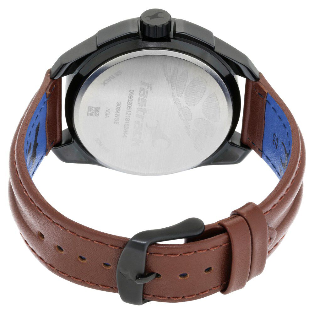 Fastrack Hitlist Quartz Analog White Dial Leather Strap Watch for Guys NS3084NL04