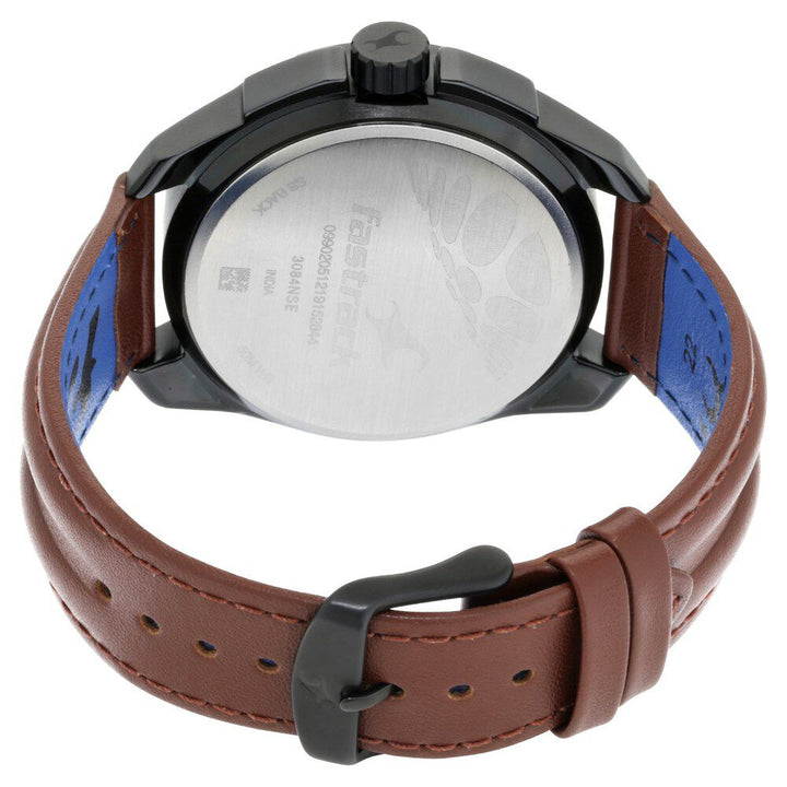 Fastrack Hitlist Quartz Analog White Dial Leather Strap Watch for Guys NS3084NL04