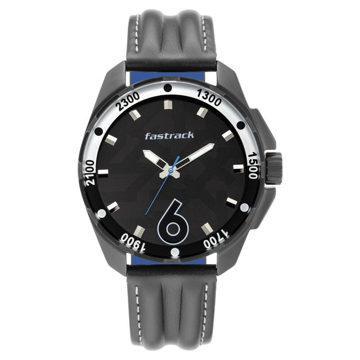 Fastrack Hitlist Quartz Analog Black Dial Leather Strap Watch for Guys NS3084NL05
