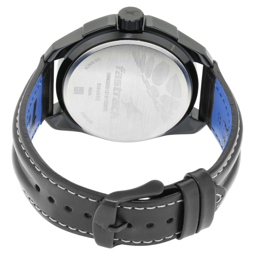 Fastrack Hitlist Quartz Analog Black Dial Leather Strap Watch for Guys NS3084NL05