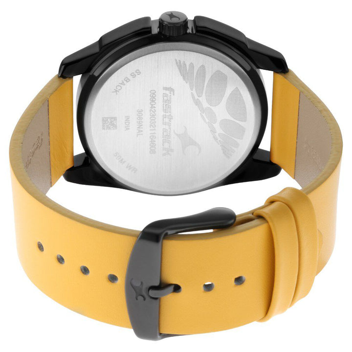 Fastrack Wear Your Look Quartz Analog Black Dial Leather Strap Watch for Guys NS3089NL01