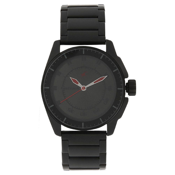 Fastrack Quartz Analog Black Dial Stainless Steel Strap Watch for Guys NS3089NM01