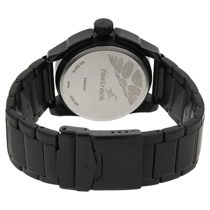 Fastrack Quartz Analog Black Dial Stainless Steel Strap Watch for Guys NS3089NM01