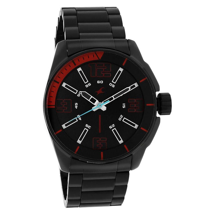 Fastrack Hitlist Quartz Analog Black Dial Stainless Steel Strap Watch for Guys NS3089NM02