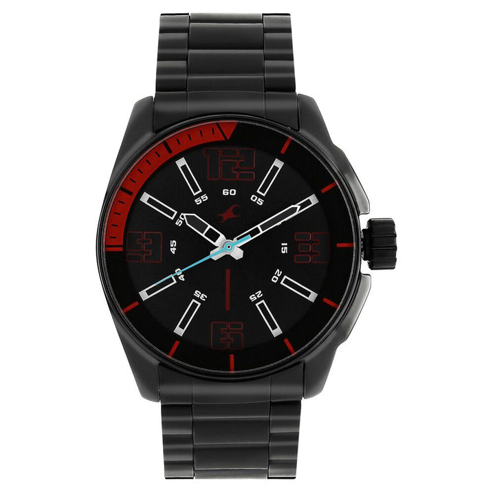 Fastrack Hitlist Quartz Analog Black Dial Stainless Steel Strap Watch for Guys NS3089NM02
