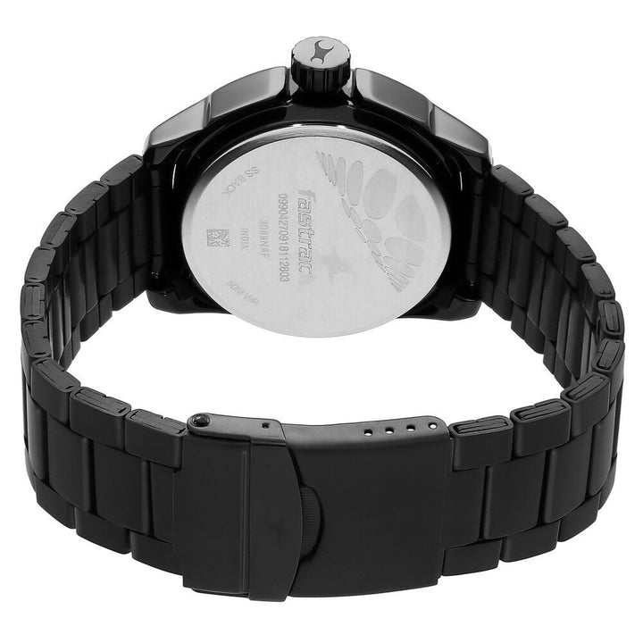 Fastrack Hitlist Quartz Analog Black Dial Stainless Steel Strap Watch for Guys NS3089NM02