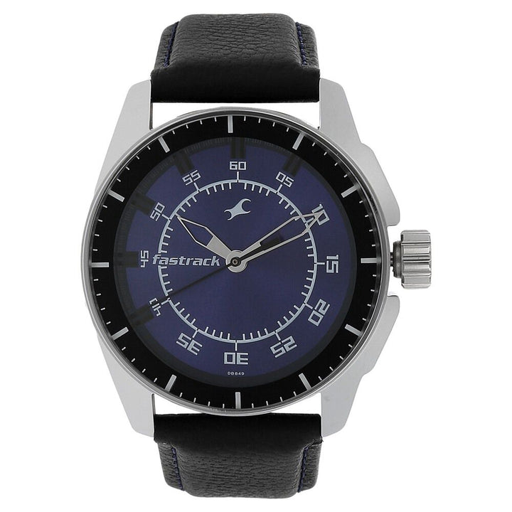 Fastrack Quartz Analog Purple Dial Leather Strap Watch for Guys NR3089SL01