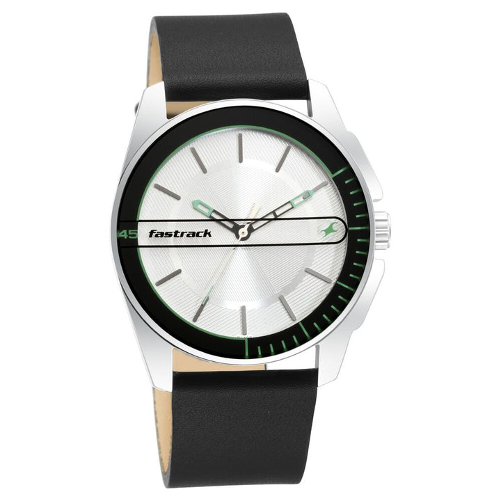 Fastrack Wear Your Look Quartz Analog Silver Dial Leather Strap Watch for Guys NS3089SL15