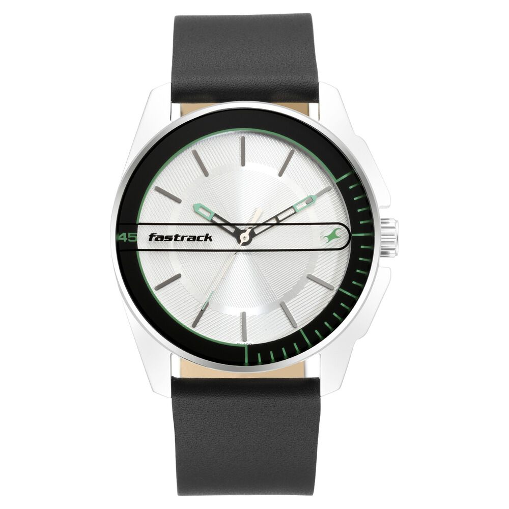 Fastrack Wear Your Look Quartz Analog Silver Dial Leather Strap Watch for Guys NS3089SL15