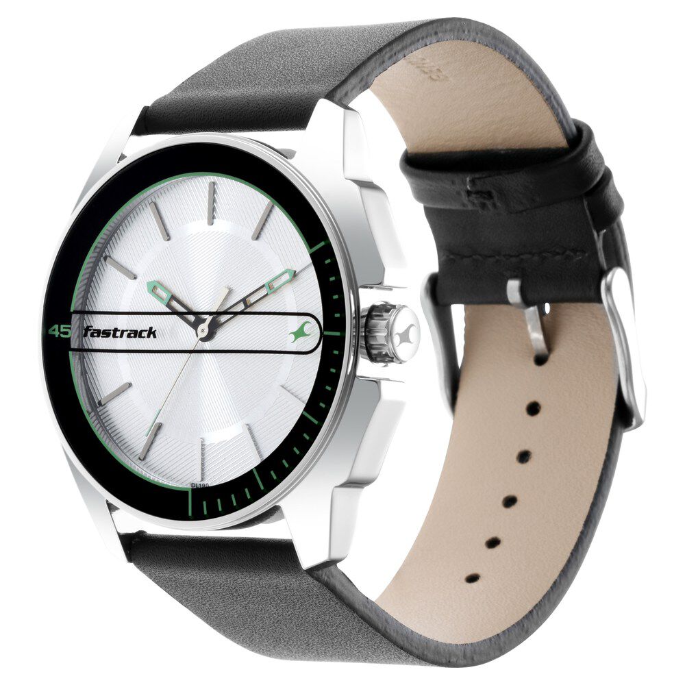Fastrack Wear Your Look Quartz Analog Silver Dial Leather Strap Watch for Guys NS3089SL15