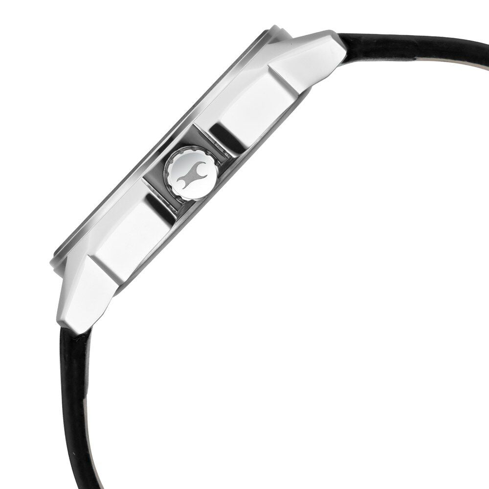 Fastrack Wear Your Look Quartz Analog Silver Dial Leather Strap Watch for Guys NS3089SL15