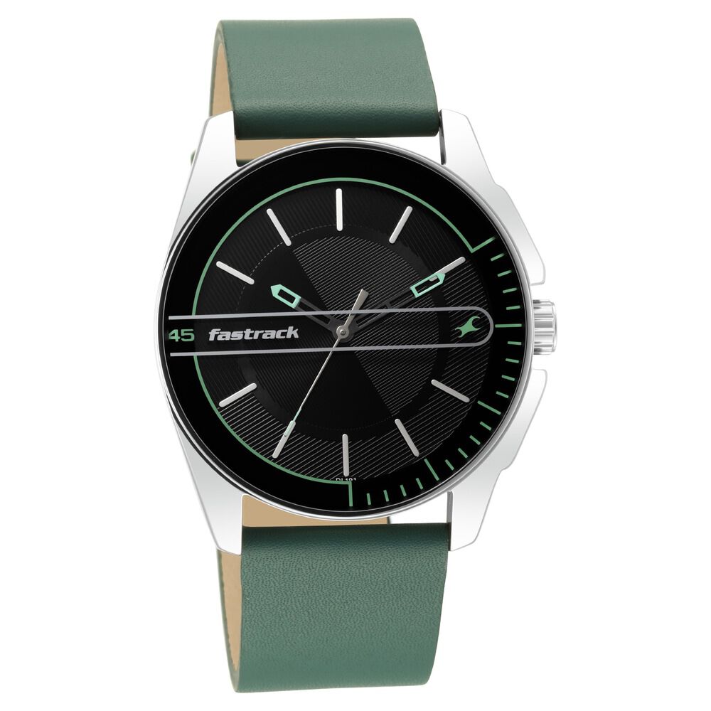 Fastrack Wear Your Look Quartz Analog Black Dial Leather Strap Watch for Guys NS3089SL16