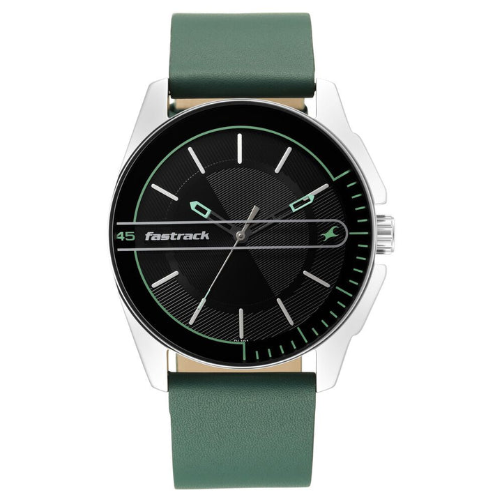Fastrack Wear Your Look Quartz Analog Black Dial Leather Strap Watch for Guys NS3089SL16