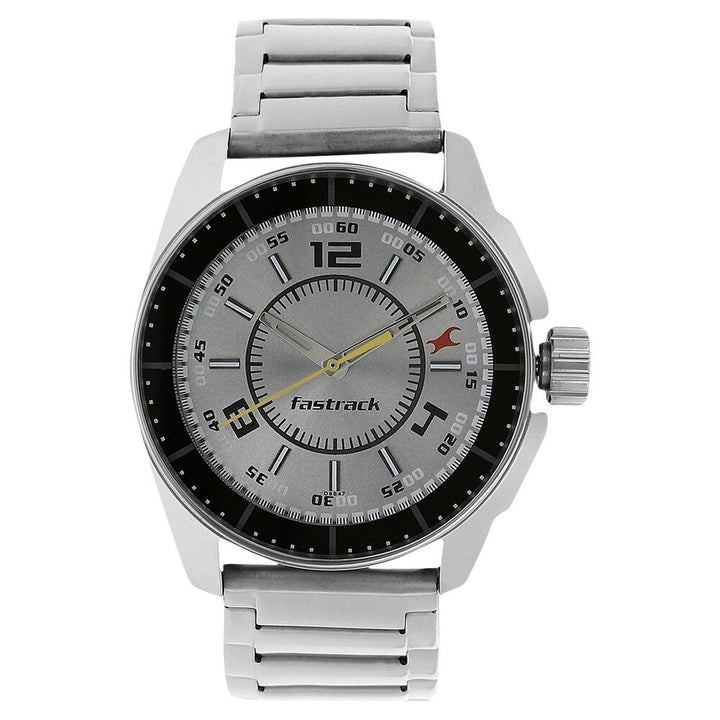 Fastrack Quartz Analog Silver Dial Stainless Steel Strap Watch for Guys NP3089SM02