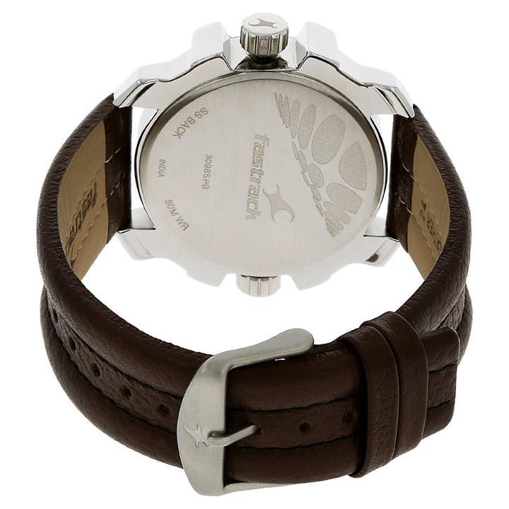 Fastrack Quartz Analog Black Dial Leather Strap Watch for Guys NS3098SL02