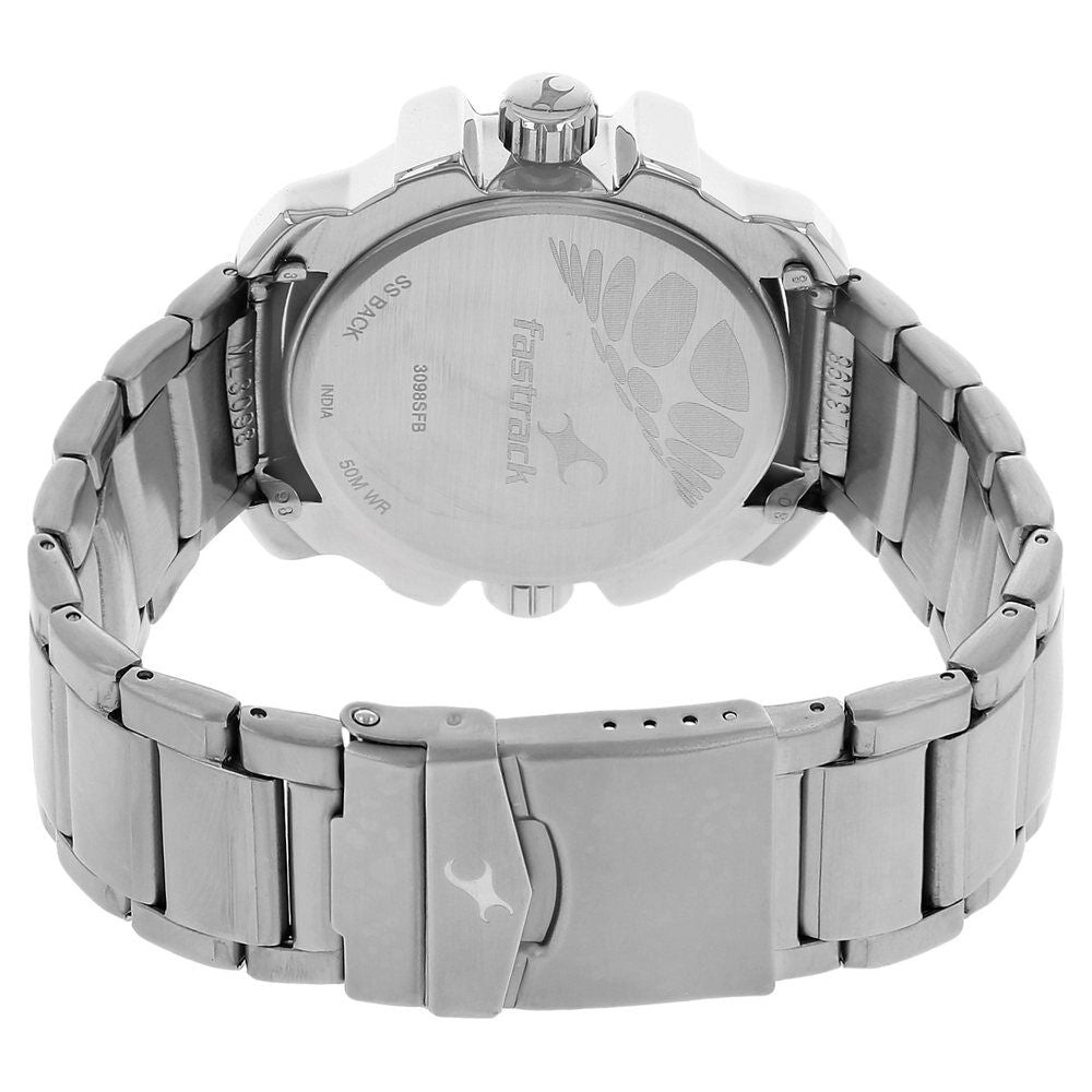 Fastrack Quartz Analog Grey Dial Stainless Steel Strap Watch for Guys NS3098SM01