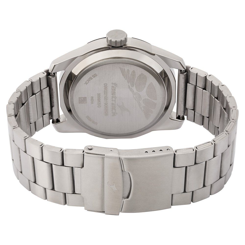 Fastrack Quartz Analog Silver Dial Stainless Steel Strap Watch for Guys NP3099SM01