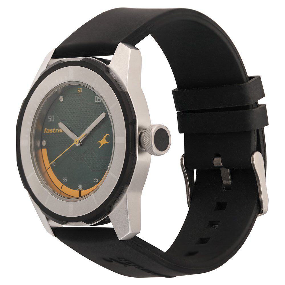 Fastrack Quartz Analog Green Dial Plastic Strap Watch for Guys NS3099SP06