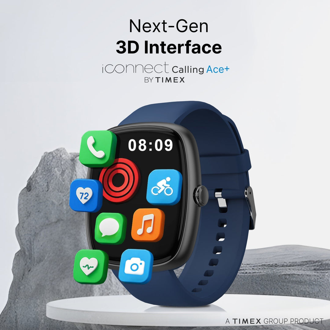 Timex IConnect Calling Ace+ 1.83"(4.6 Cm) 3D UI Display With Functional Crown And BT Calling Smartwatch For Unisex - TWIXW1503T