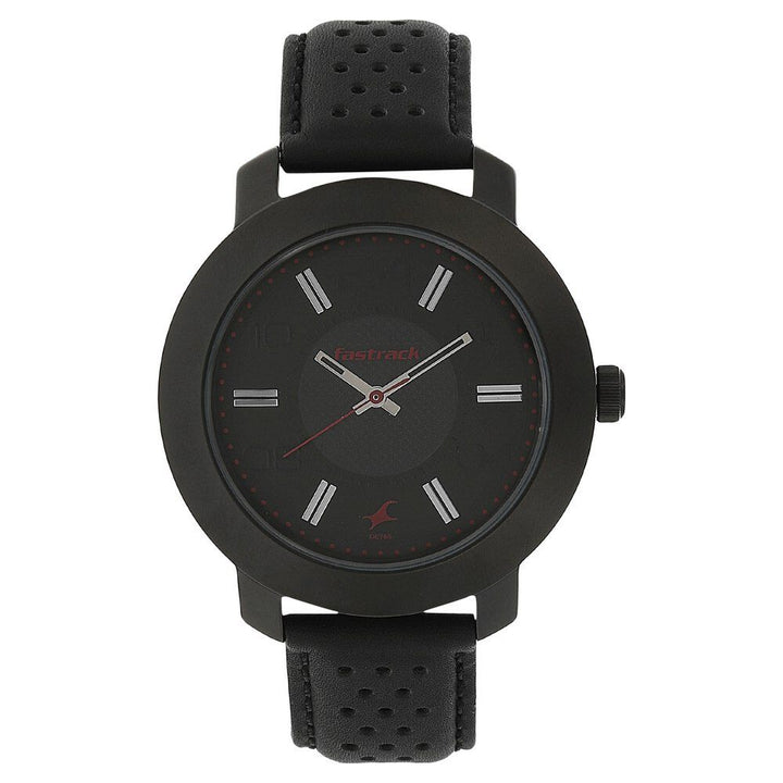 Fastrack Quartz Analog Black Dial Leather Strap Watch for Guys NR3120NL02