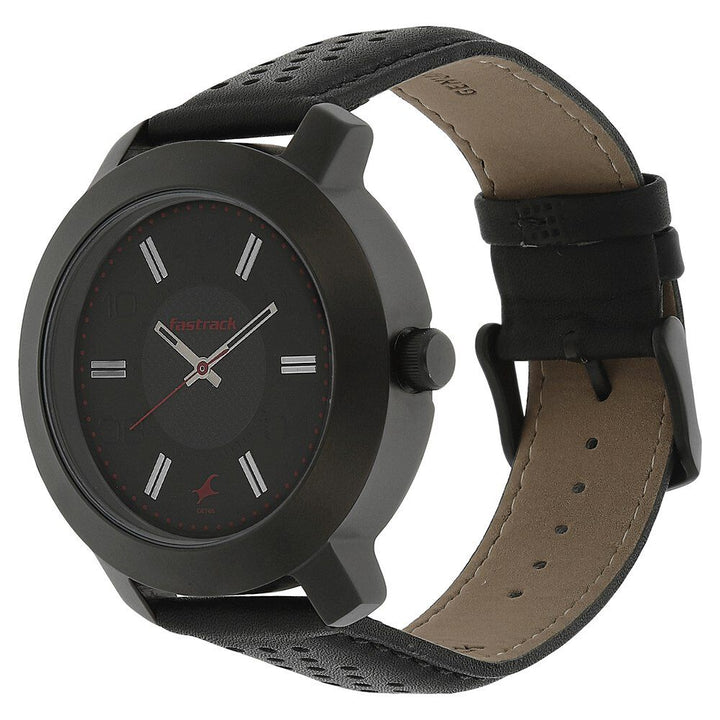 Fastrack Quartz Analog Black Dial Leather Strap Watch for Guys NR3120NL02