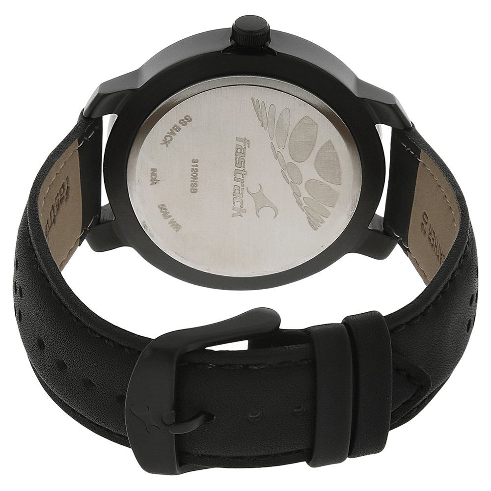 Fastrack Quartz Analog Black Dial Leather Strap Watch for Guys NR3120NL02