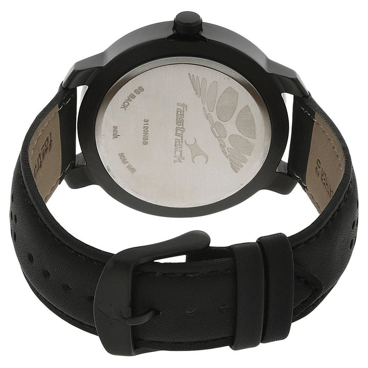 Fastrack Quartz Analog Black Dial Leather Strap Watch for Guys NR3120NL02