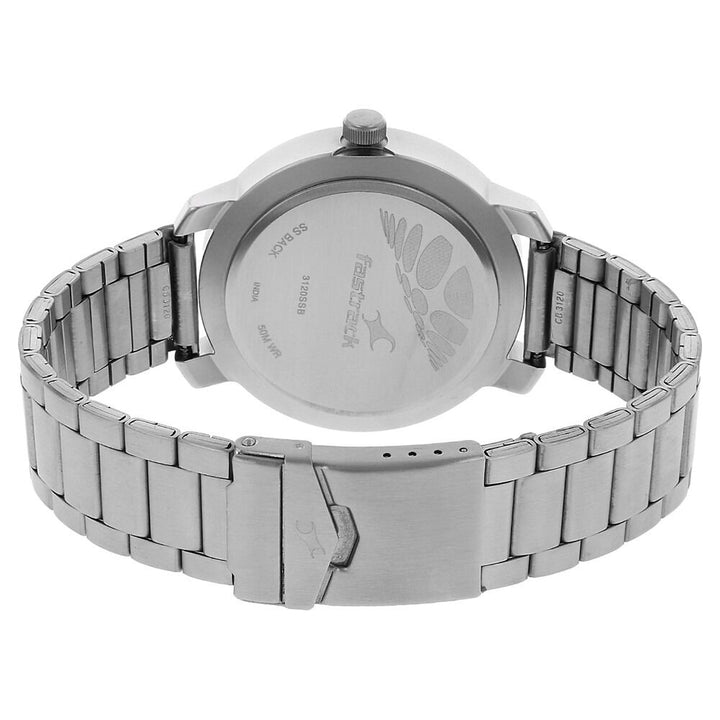 Fastrack Quartz Analog Silver Dial Stainless Steel Strap Watch for Guys NS3120SM01