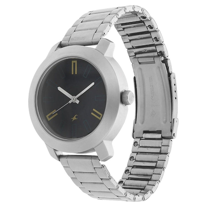 Fastrack Quartz Analog Blue Dial Stainless Steel Strap Watch for Guys NS3120SM02