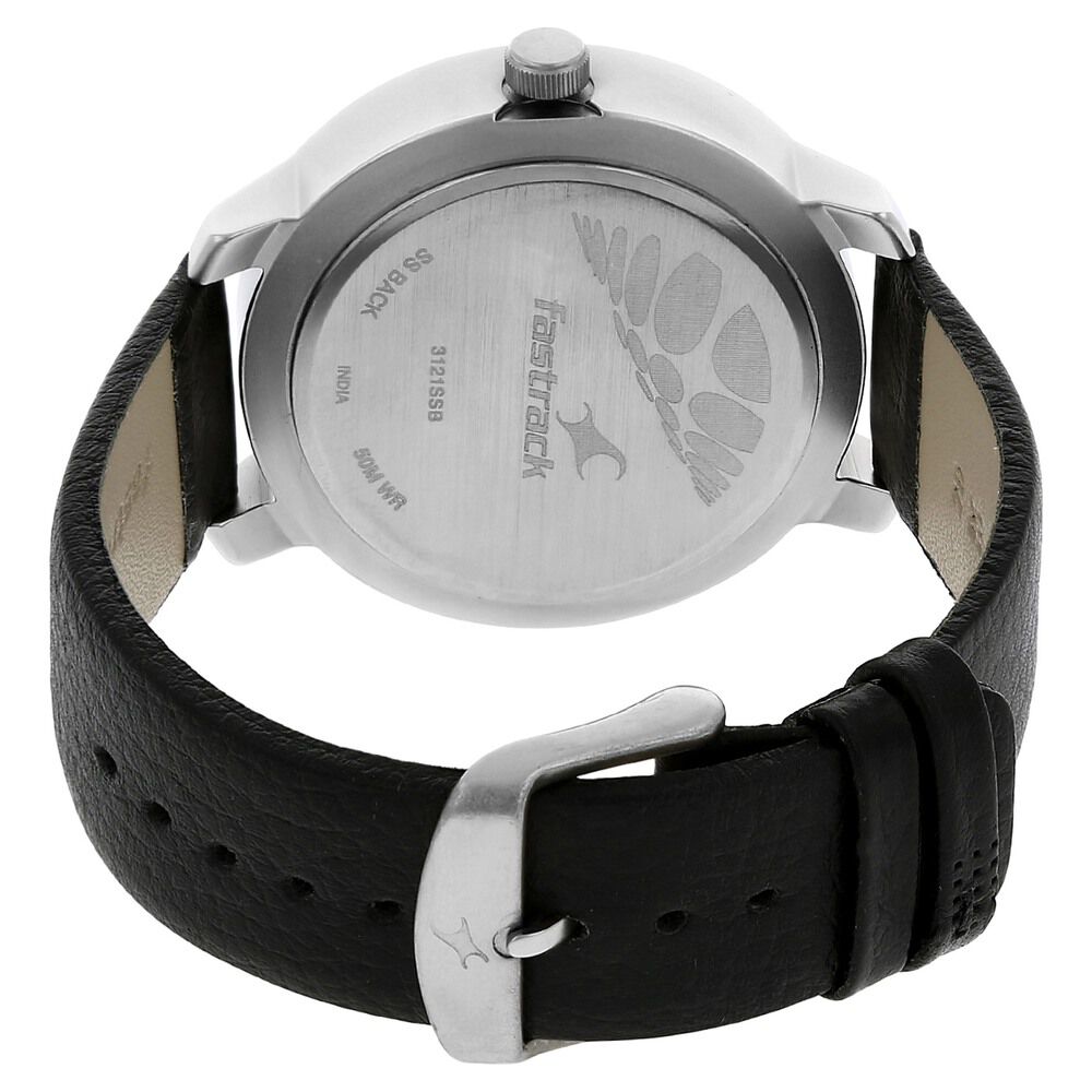 Fastrack Quartz Analog Grey Dial Leather Strap Watch for Guys NR3121SL02