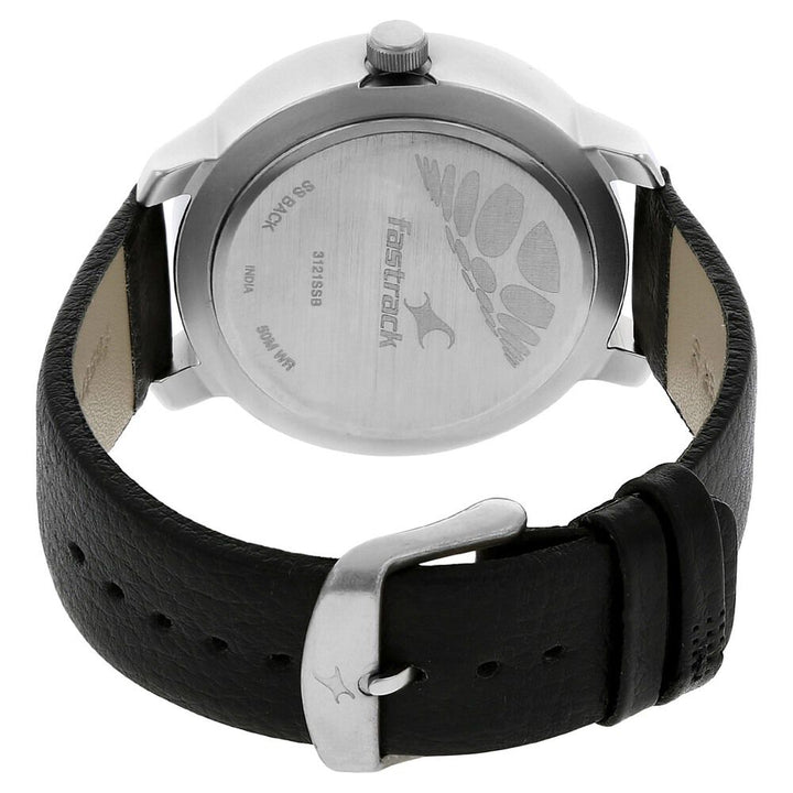 Fastrack Quartz Analog Grey Dial Leather Strap Watch for Guys NR3121SL02