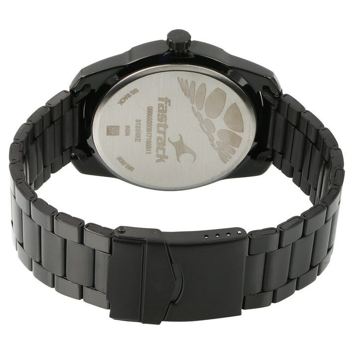 Fastrack All Nighters Quartz Analog with Date Black Dial Metal Strap Watch for Guys NR3123NM01