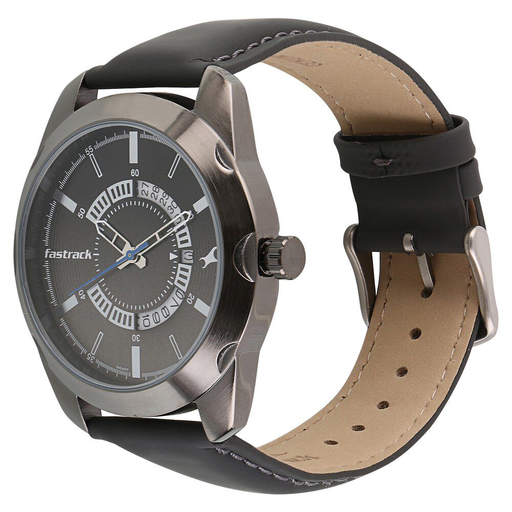 Fastrack All Nighters Quartz Analog Black Dial Leather Strap Watch for Guys NS3123QL01
