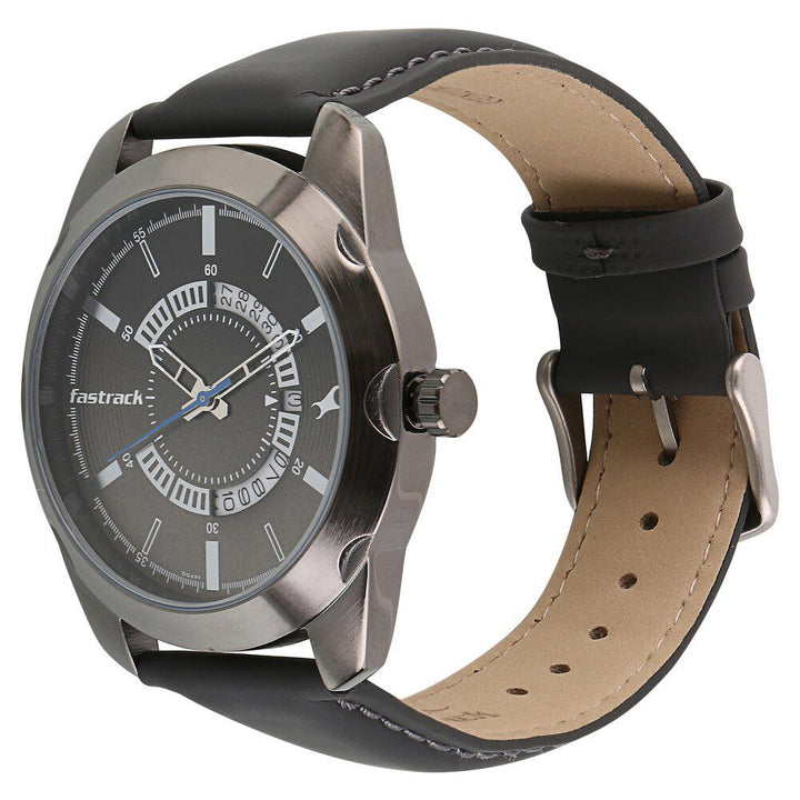 Fastrack All Nighters Quartz Analog Black Dial Leather Strap Watch for Guys NS3123QL01