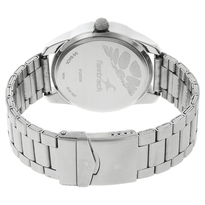 Fastrack Quartz Analog Black Dial Stainless Steel Strap Watch for Guys NS3123SM01