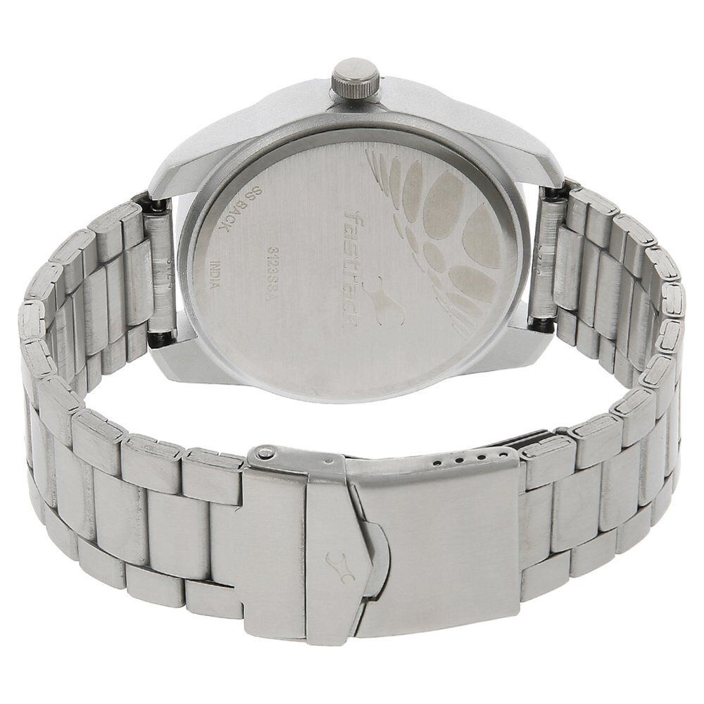 Fastrack Quartz Analog Silver Dial Stainless Steel Strap Watch for Guys NS3123SM02