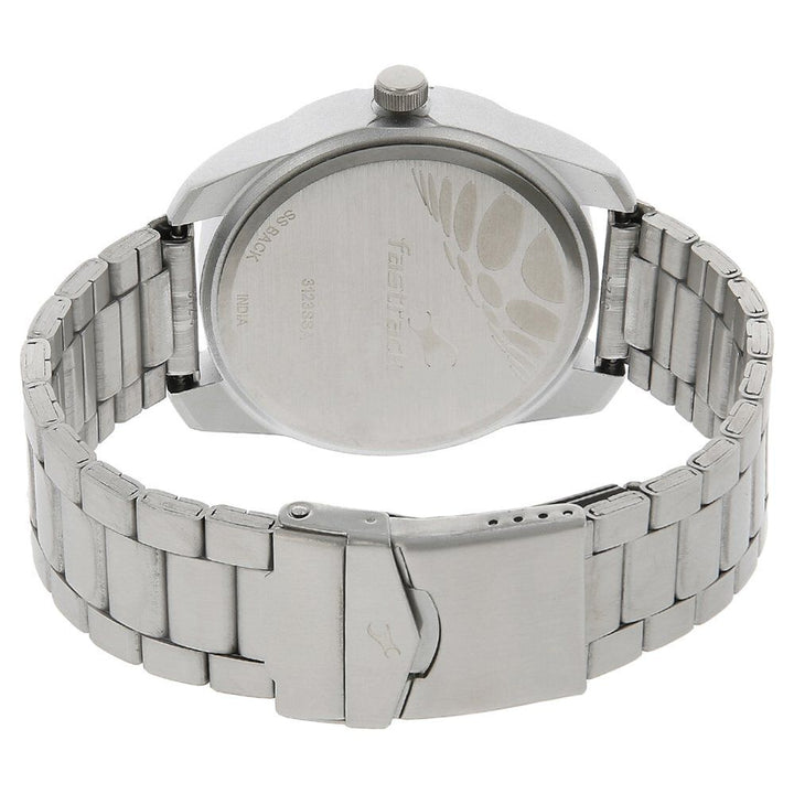 Fastrack Quartz Analog Silver Dial Stainless Steel Strap Watch for Guys NS3123SM02