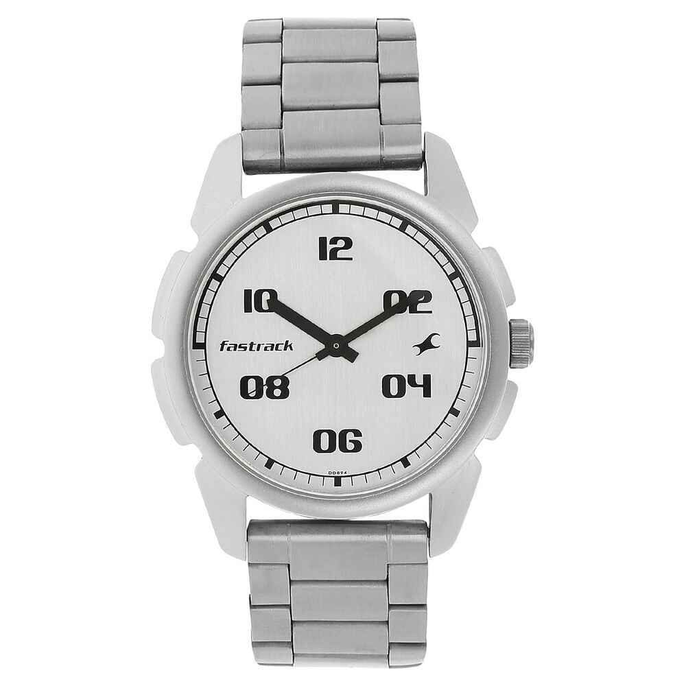Fastrack Quartz Analog Silver Dial Stainless Steel Strap Watch for Guys NP3124SM01