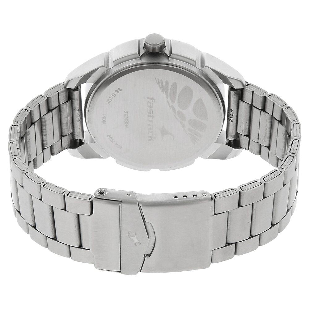 Fastrack Quartz Analog Silver Dial Stainless Steel Strap Watch for Guys NP3124SM01