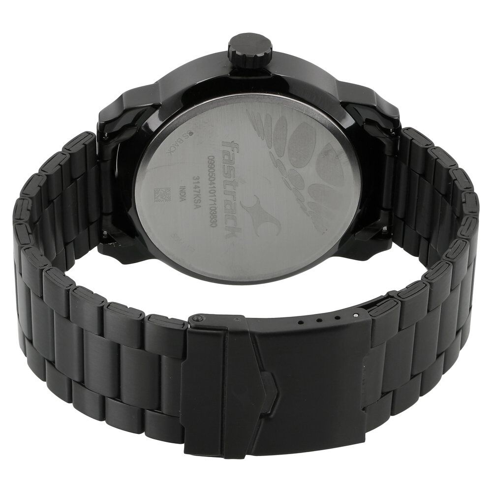 Fastrack Quartz Analog Black Dial Stainless Steel Strap Watch for Guys NS3147KM01