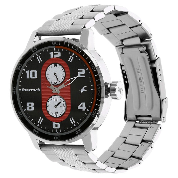 Fastrack Motorheads Quartz Analog Grey Dial Stainless Steel Strap Watch for Guys NK3159SM01