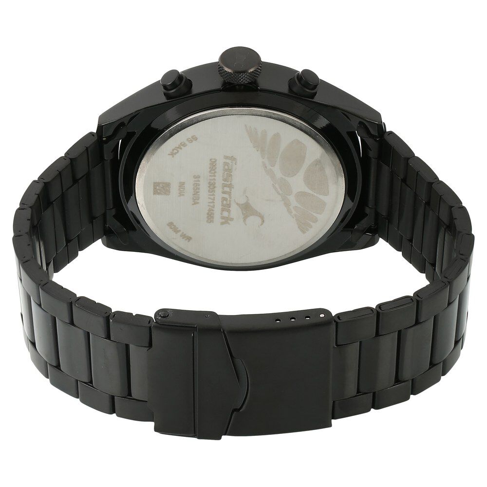 Fastrack All Nighters Quartz Multifunction Brown Dial Metal Strap Watch for Guys NS3165NM01