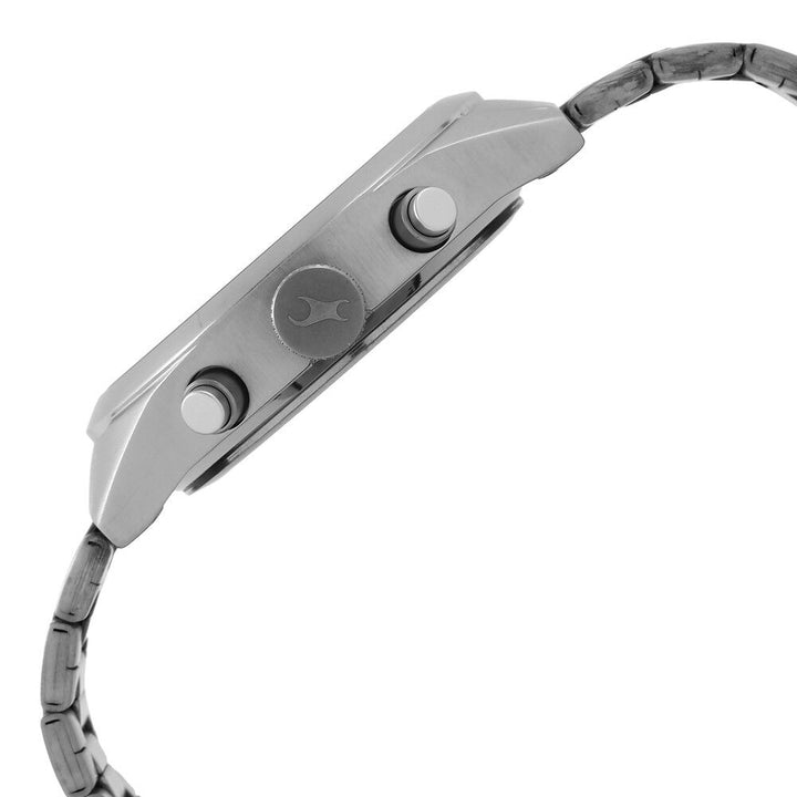 Fastrack All Nighters Quartz Multifunction Grey Dial Metal Strap Watch for Guys NS3165SM01