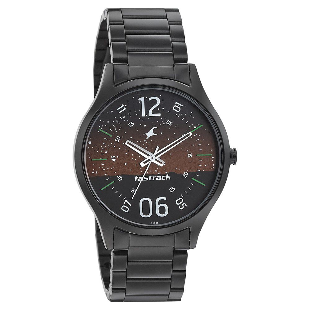 Fastrack Space Rover Quartz Analog Brown Dial Stainless Steel Strap Watch for Guys NS3184NM01