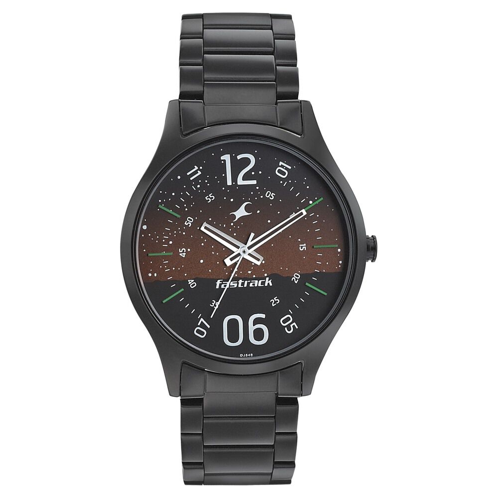 Fastrack Space Rover Quartz Analog Brown Dial Stainless Steel Strap Watch for Guys NS3184NM01