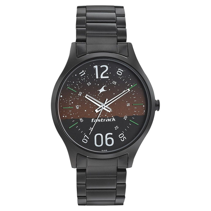Fastrack Space Rover Quartz Analog Brown Dial Stainless Steel Strap Watch for Guys NS3184NM01