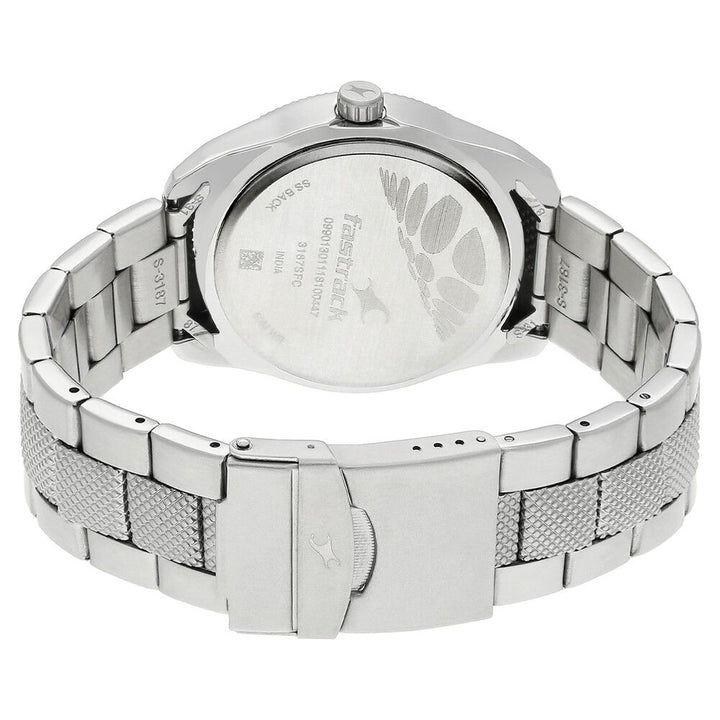 Fastrack Denim Quartz Analog Black Dial Stainless Steel Strap Watch for Guys NP3187SM01