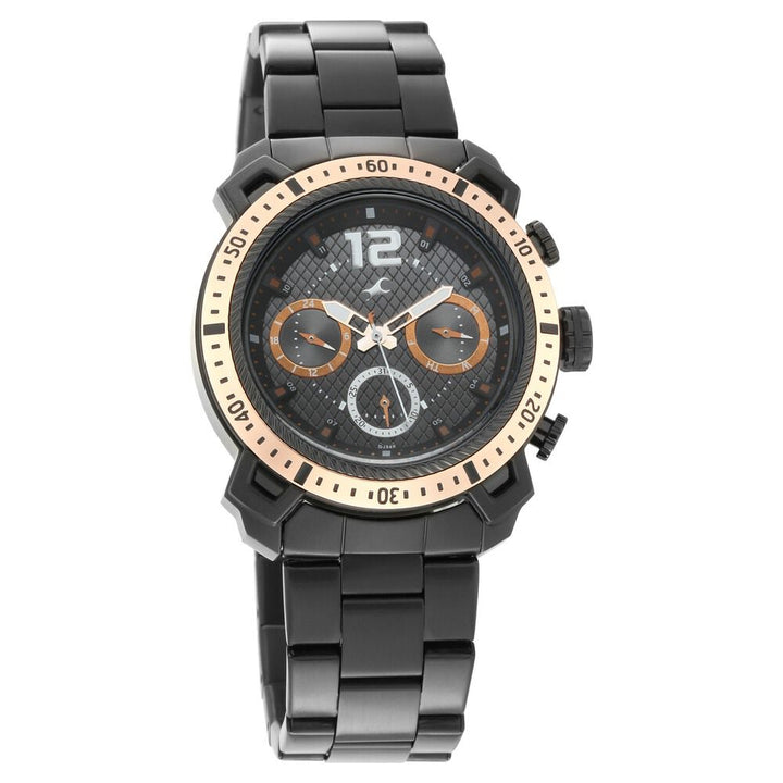 Fastrack All Nighters Quartz Analog Black Dial Stainless Steel Strap Watch for Guys NS3193KM01